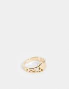 Asos Design Pinky Ring With Cutout Heart Design In Gold Tone