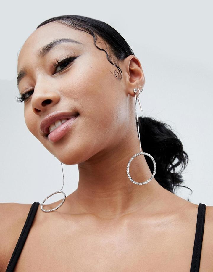 Lasula Embellished Drop Earring - Silver