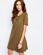 Vila Tie Up Shift Dress - Ivy Green