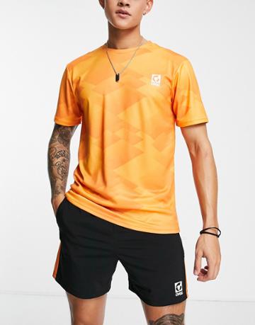 Gym 365 Performance Geometric T-shirt In Orange-black