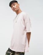 Mennace Extreme Dropped Shoulder T-shirt In Pink - Pink