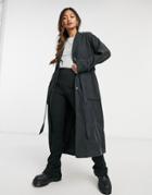Monki Julie Trench Coat In Black