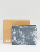 Asos Leather Wallet With Camouflage Print - Blue