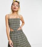 Collusion Check Tie Back Scarf Top Set In Multi-yellow