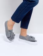 Asos Discovery Bow Flatform Sneakers - Gray