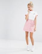 Lazy Oaf Button Front Mini Skirt With Heart Pockets In Cord - Pink