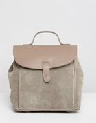 Asos Design Suede Leather Mix Backpack - Gray