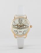Vivienne Westwood Vv163cmcm Ladies Leadenhall Orb Watch With White Leather Strap - White