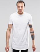Asos Super Longline T-shirt With Curved Front And Straight Back Hem In White - White