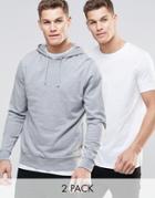 Asos Hoodie And Longline T-shirt 2 Pack - Multi