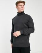 French Connection Formal Knit Roll Neck Sweater In Gray