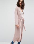 Asos Soft Coat In Crepe With Vent Sleeve - Pink