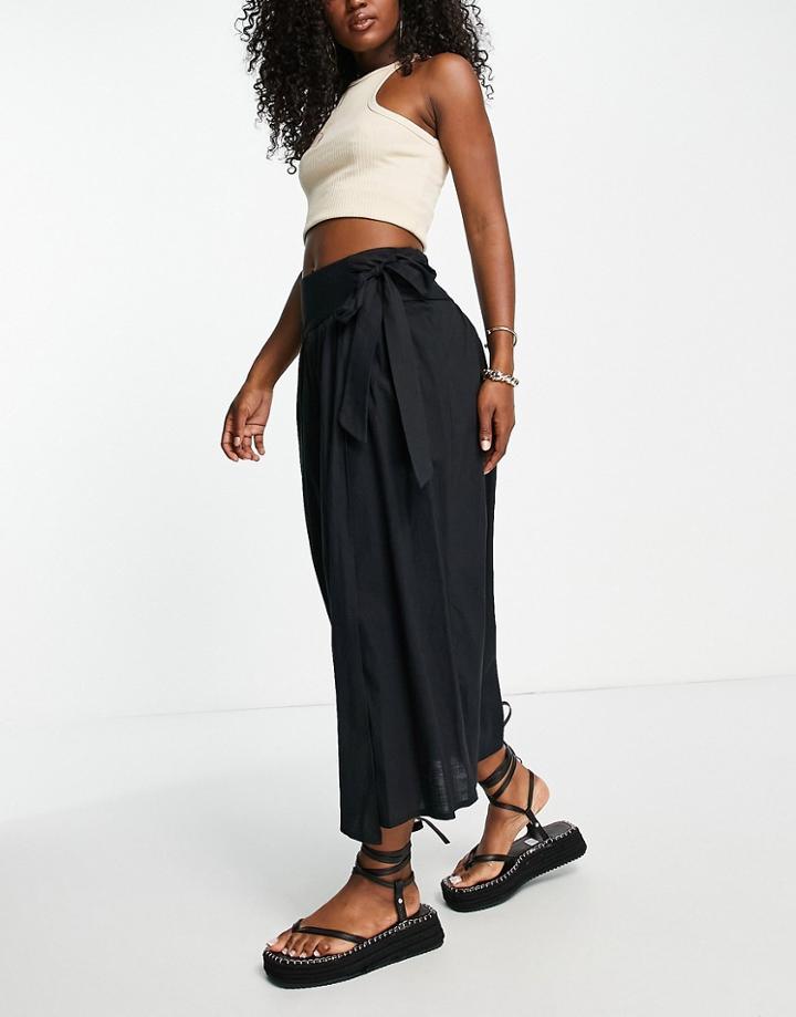 Topshop Wrap Midi Skirt In Black - Part Of A Set