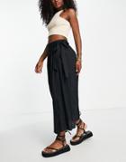 Topshop Wrap Midi Skirt In Black - Part Of A Set
