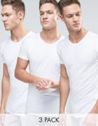 Tommy Hilfiger Stretch Crew Neck T-shirts In 3 Pack In Regular Fit - W