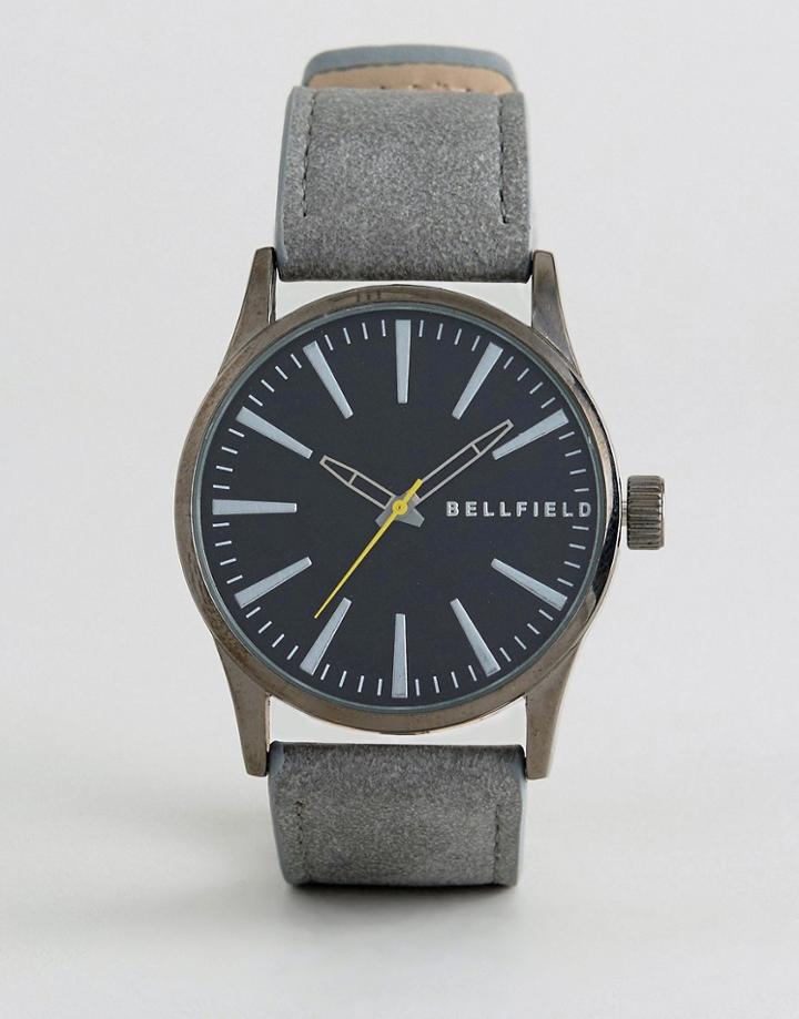 Bellfield Watch With Black Dial And Gray Strap - Black