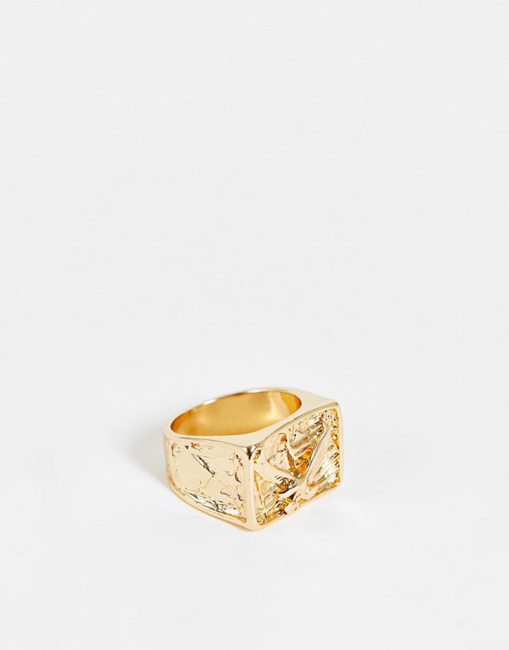Svnx Chunky Gold Inprinted Ring