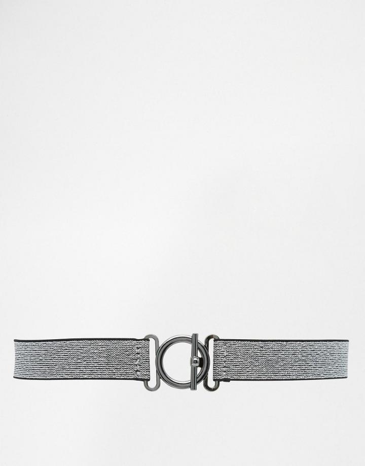 Asos Metallic Elastic Belt - Silver