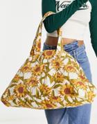 Asos Design Organic Cotton Shopper Bag In Sunflower Print-multi