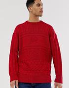 New Look Crew Neck Sweater With Usa Embroidery In Red - Red