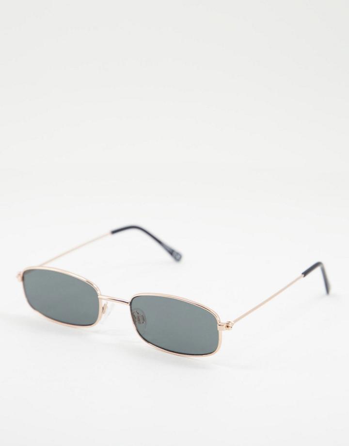 Asos Design Metal 90s Square Sunglasses-gold