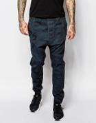 Asos Drop Crotch Joggers In Teal Camo Twill Overdye - Teal