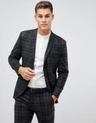 Selected Homme Gray Check Suit Jacket With Patch Pockets In Slim Fit - Gray
