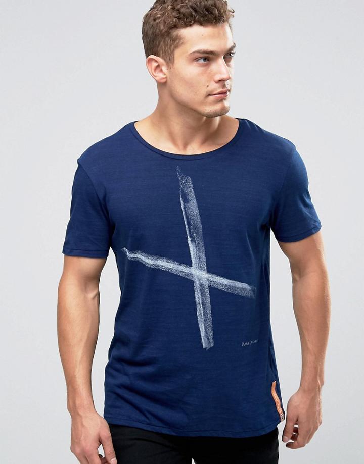 Nudie Chalk Print T-shirt - Navy