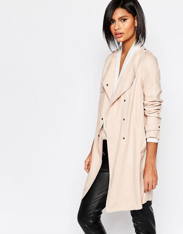 Sisley Lightweight Trench Coat In Light Pink - 215 Light Pink