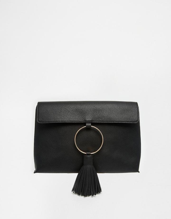 Asos Giant Tassel Clutch Bag - Black