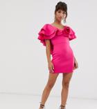 True Violet Exclusive Mini Dress With Frill In Fuchsia - Pink