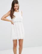 Minkpink Lace Skater Dress - White