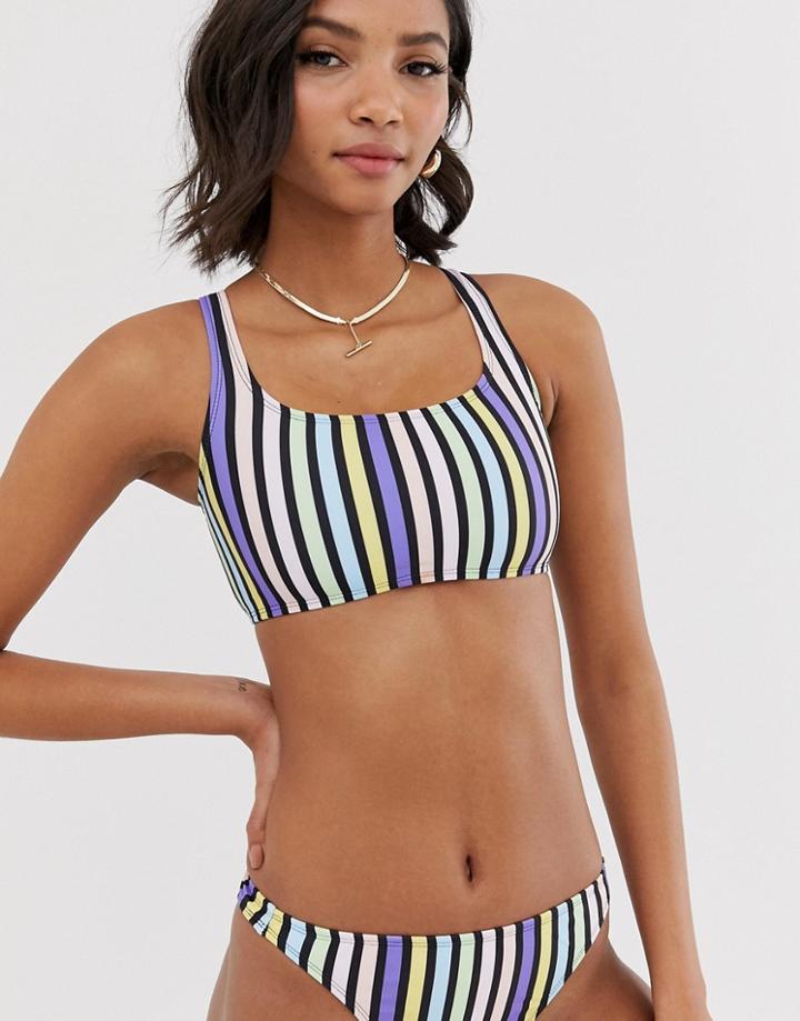 Motel Stripe Crop Bikini Top-multi