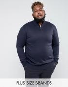 Duke Plus Zip Neck Sweater In Navy - Navy