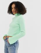 Asos Design Rib Roll Neck Sweater-green