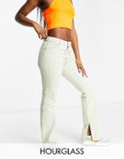 Asos Design Hourglass Puddle Flare Pants With Slit Hem In Peppermint-green