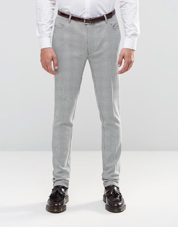 Asos Skinny Trousers In Monochrome Dogstooth Check - Black