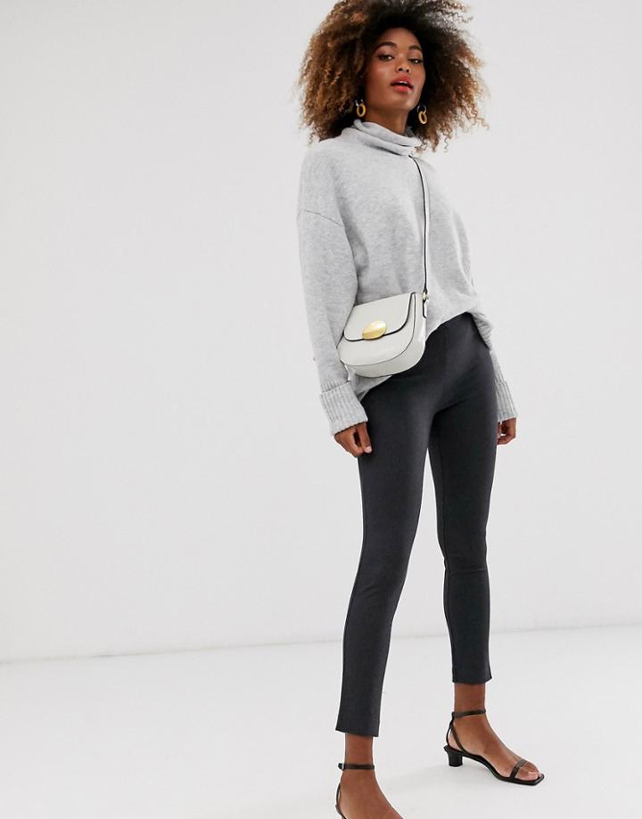 French Connection Mini Houndstooth Stretch Pants-gray