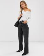 Asos Design Authentic Dad Jean In Washed Black