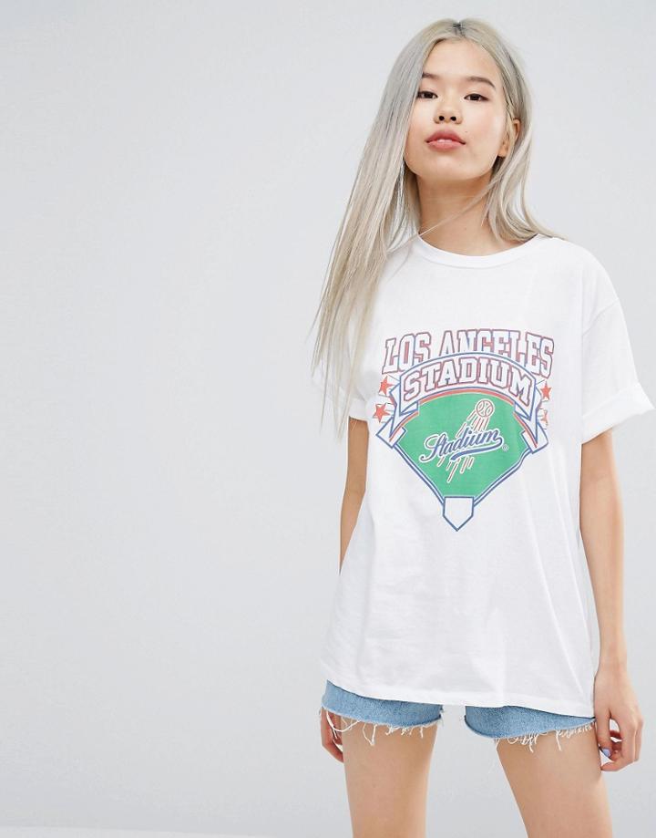 Stylenanda Los Angeles Stadium Oversized T-shirt - White