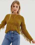 Raga Nicki Fringed Knit Sweater - Yellow