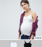 Asos Design Maternity Nursing Cami With Clips 2 Pack - Multi