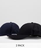 Jack & Jones 2 Pack Caps In Black & Navy-multi