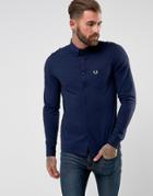 Fred Perry Oxford Pique Jersey Shirt In Blue - Blue