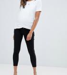 Asos Design Maternity Petite High Rise Ridley 'skinny' Jeans In Clean Black With Over The Bump Waistband
