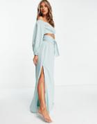 Asos Design Cross Wrap Beach Sarong In Blue - Part Of A Set-blues