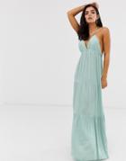 Asos Design Twist Back Beach Maxi Dress In Mint - Green