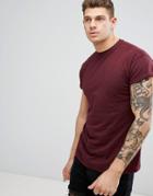 New Look T-shirt With Rolled Sleeves In Burgundy - Red