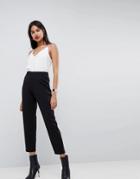 Asos Design Pull On Tapered Black Pants In Jersey Crepe