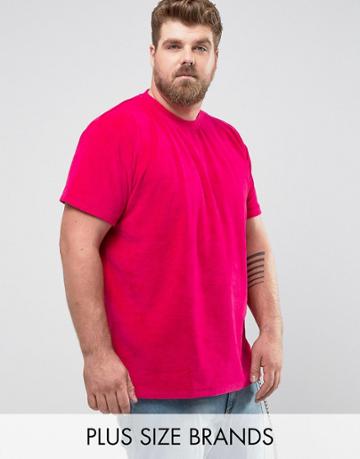 Zeffer Plus Oversized Velour T-shirt - Pink
